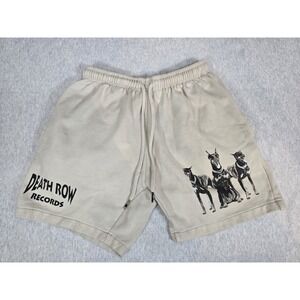 beige Death Row Records sweat shorts with a graphic of dogs Size Small